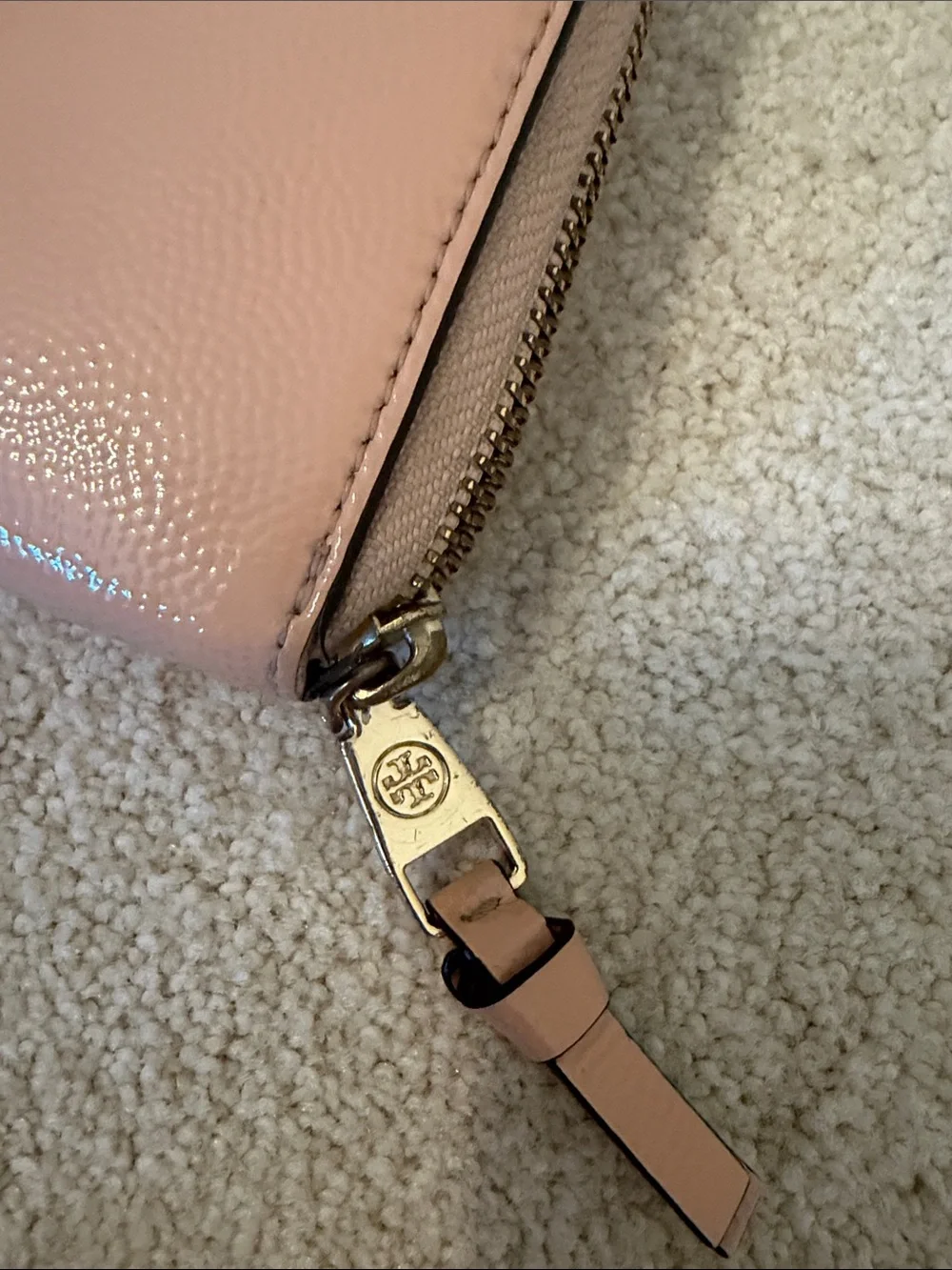 Tory Burch Pink Leather Zip-Around Wallet with Logo